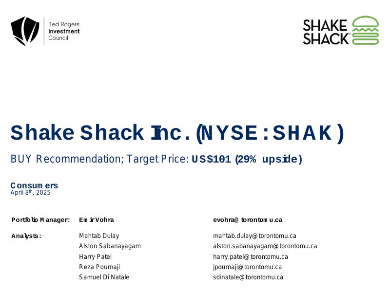 Cover preview of Shake Shack, Inc. (SHAK) – Buy Pitch Deck